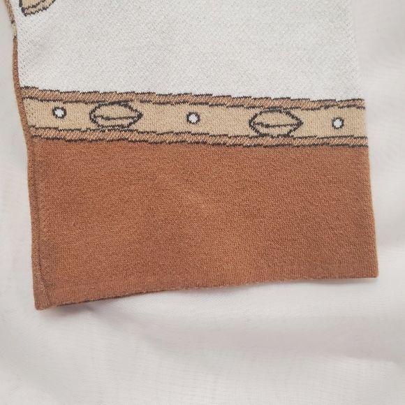 Chico's Classic Chain Belt and Floral Motif Bateau Neck Pullover Sweater Sz M - Picture 8 of 14